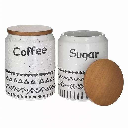 Coffee/Sugar Jar Set Of 2