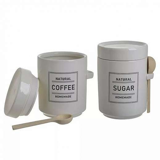 Coffee/Sugar Jar Set With Measure Spoon