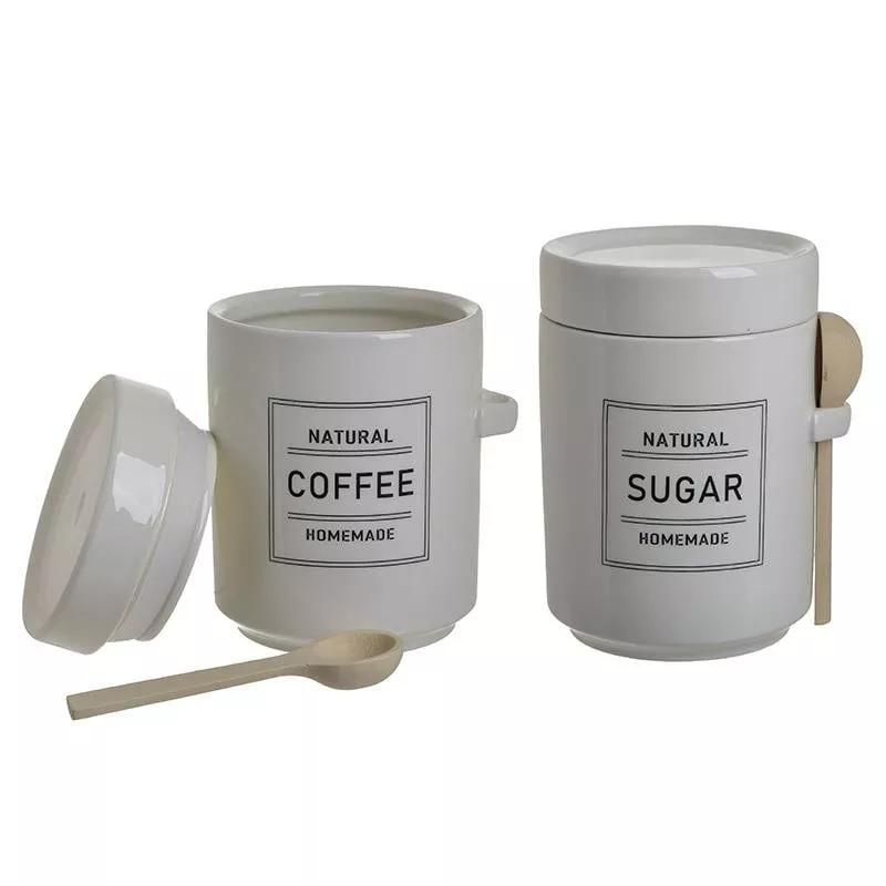 Coffee/Sugar Jar Set With Measure Spoon