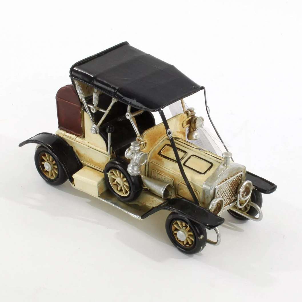 METAL CAR IN BEIGE/BLACK COLOR 16X7X9