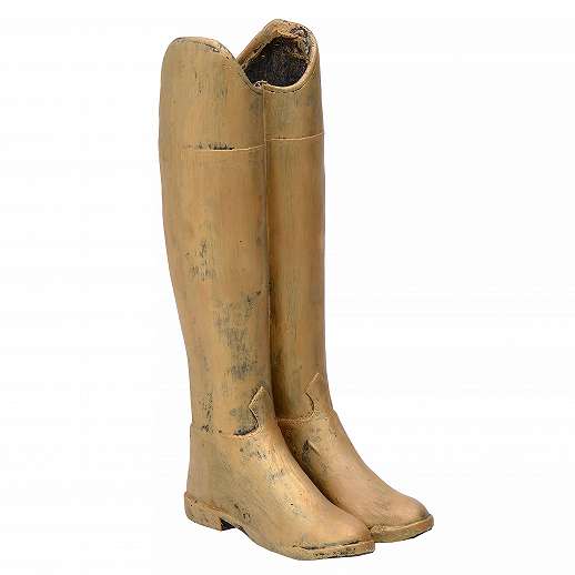POLYRESIN UMBRELLA HOLDER BOOTS IN ANTIQUE GOLD COLOR 20X25X58