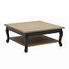 WOODEN TABLE NATURAL W/BLACK LEGS 80X80X35